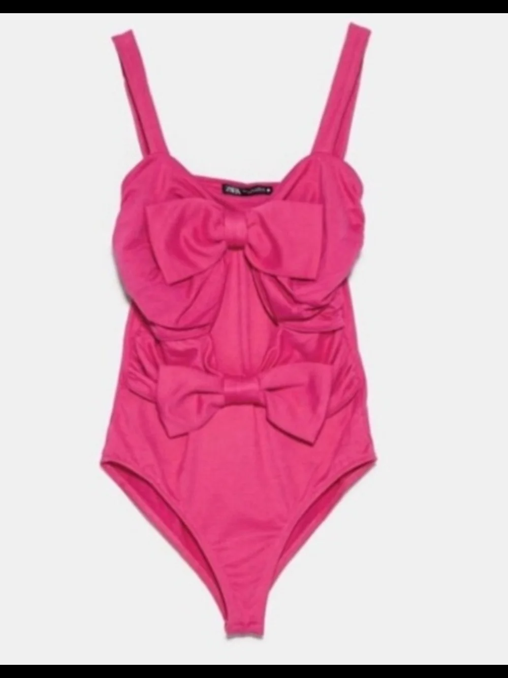 Zara Fuchsia Summer Bow Bodysuit Size L NWT - Picture 2 of 9